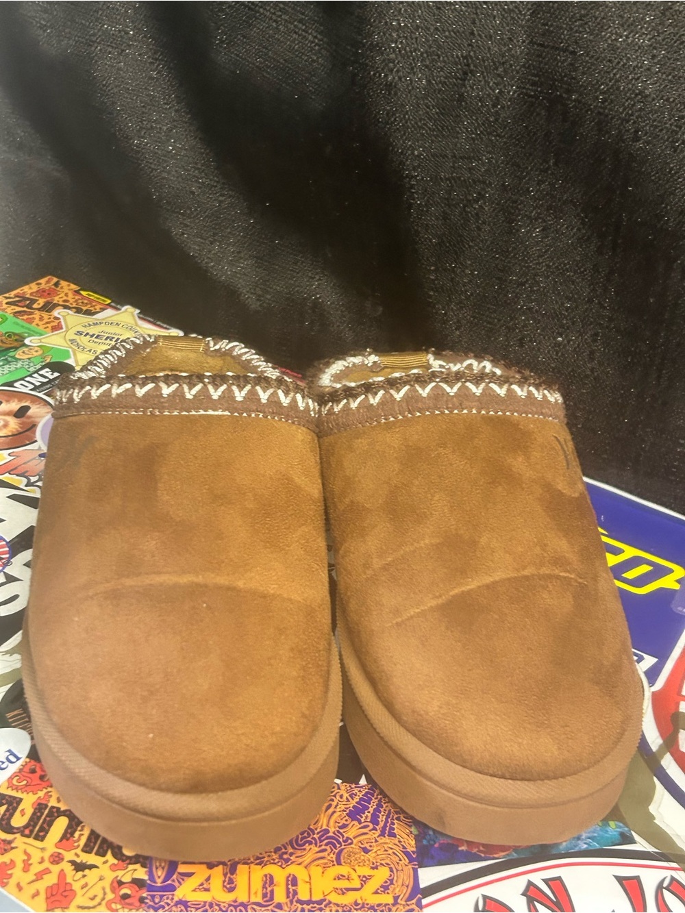 Hurley Brown Kids Slip-On Suede Slippers